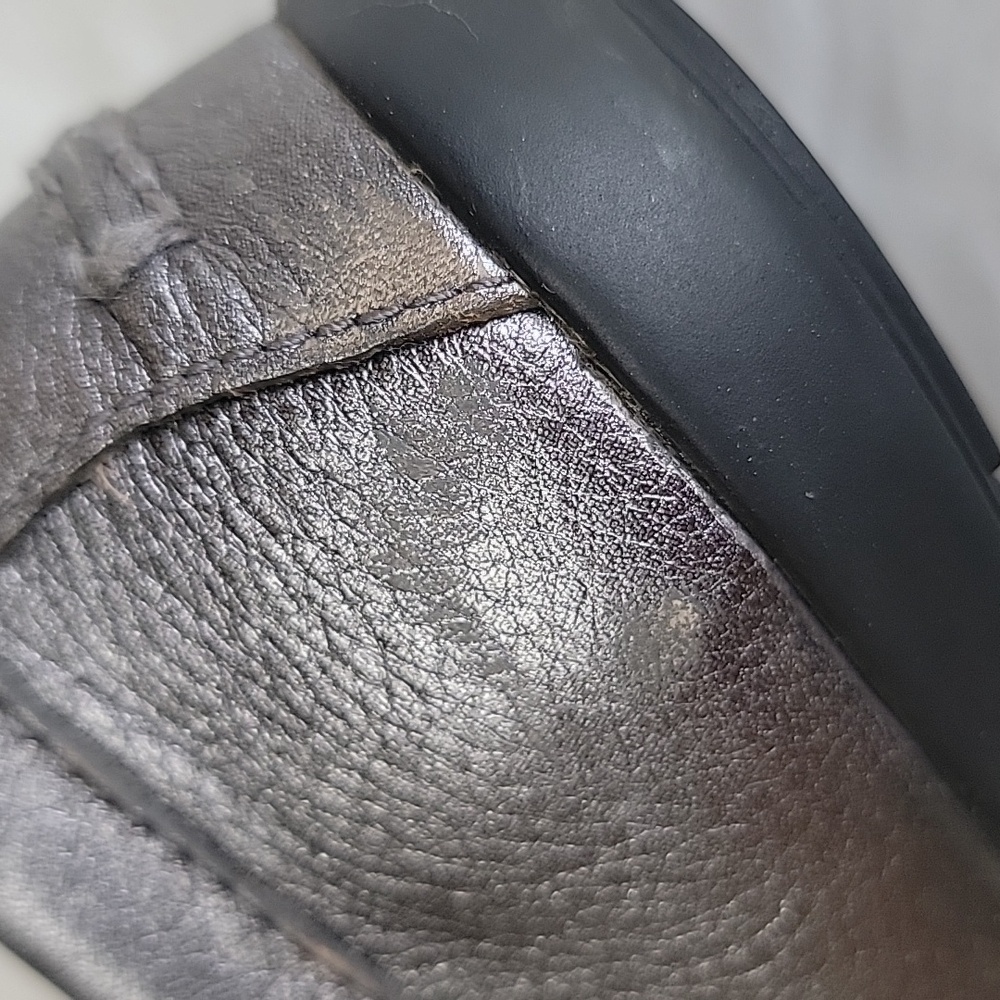 COACH Penny Metallic Gunmetal Pebble Leather Preppy Classic Penny Loafers‎ 9.5 - Picture 9 of 11